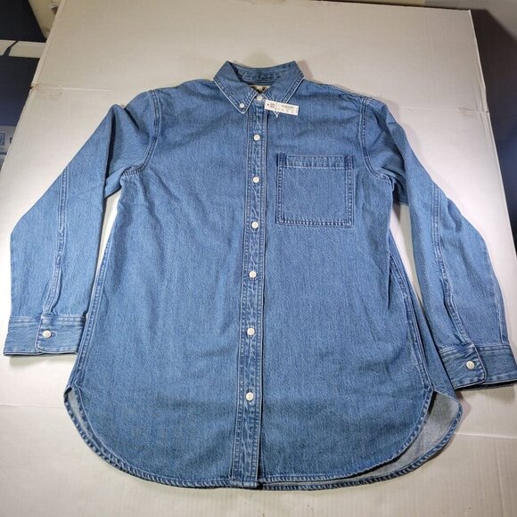 Madewell Women Casual Professional Cotton Denim Long-Sleeve Button-Up Shirt - Picture 1 of 10